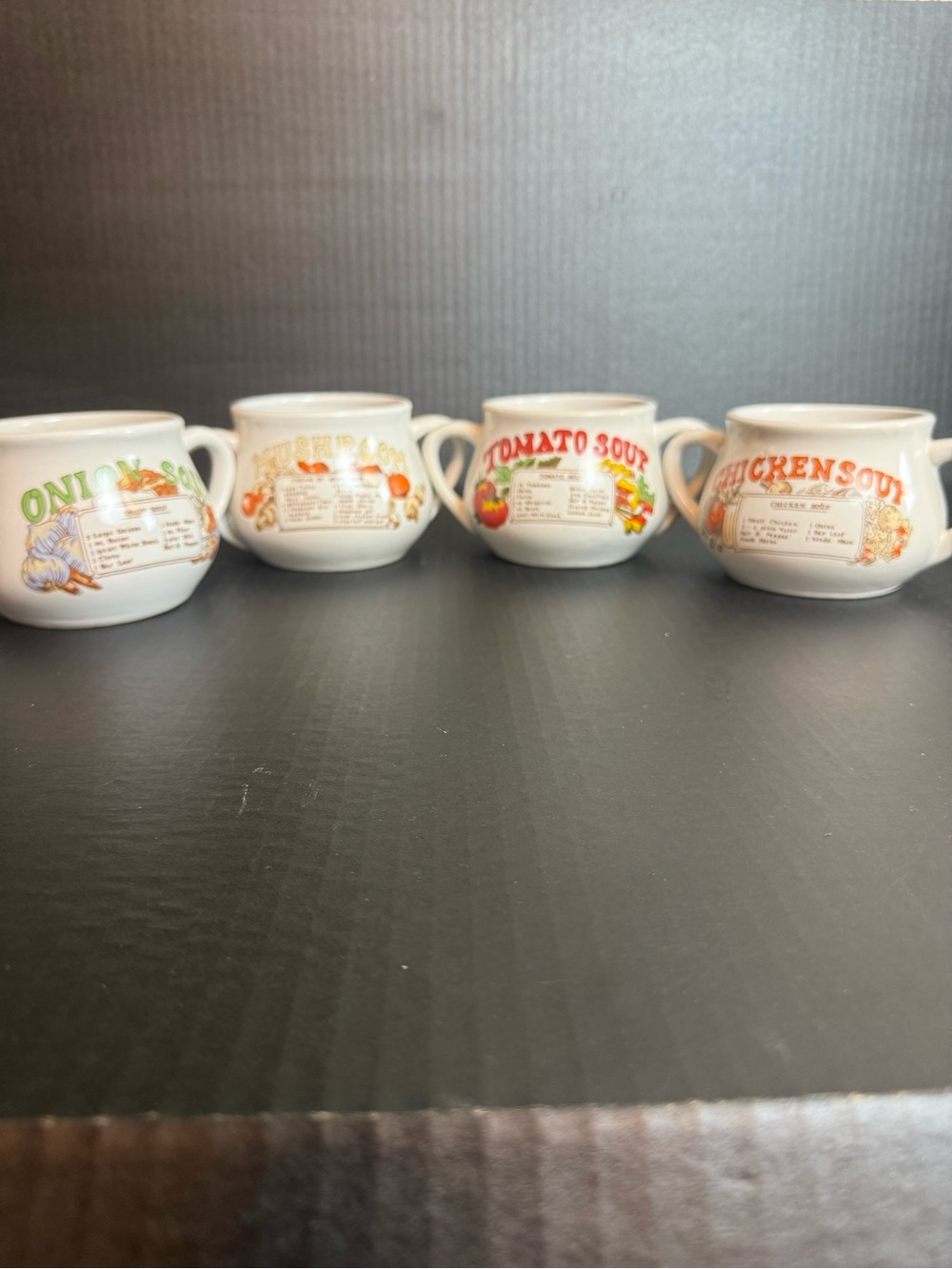 Vintage Soup Recipe Mugs.  12 oz